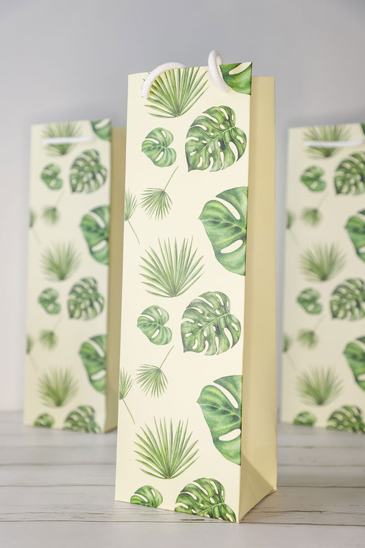 Wine Bags with Tropical Foliage (Set of 5)