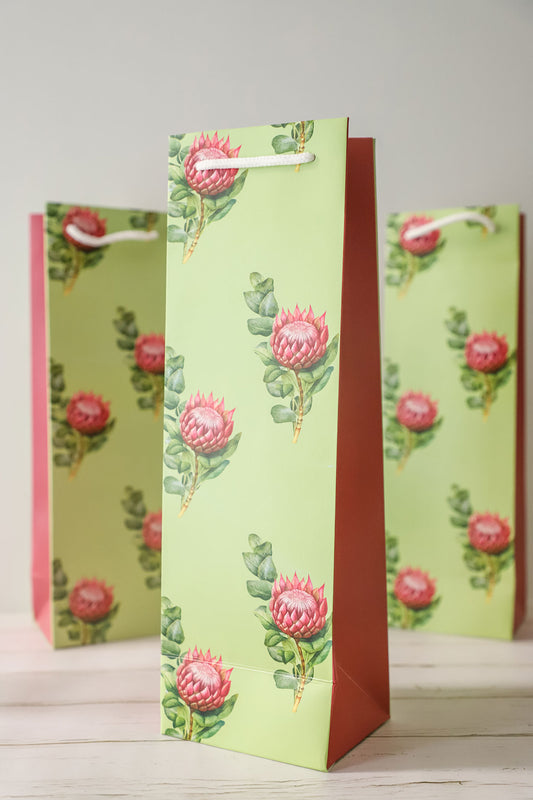 Wine Bags with Protea and Eucalyptus (Set of 5)