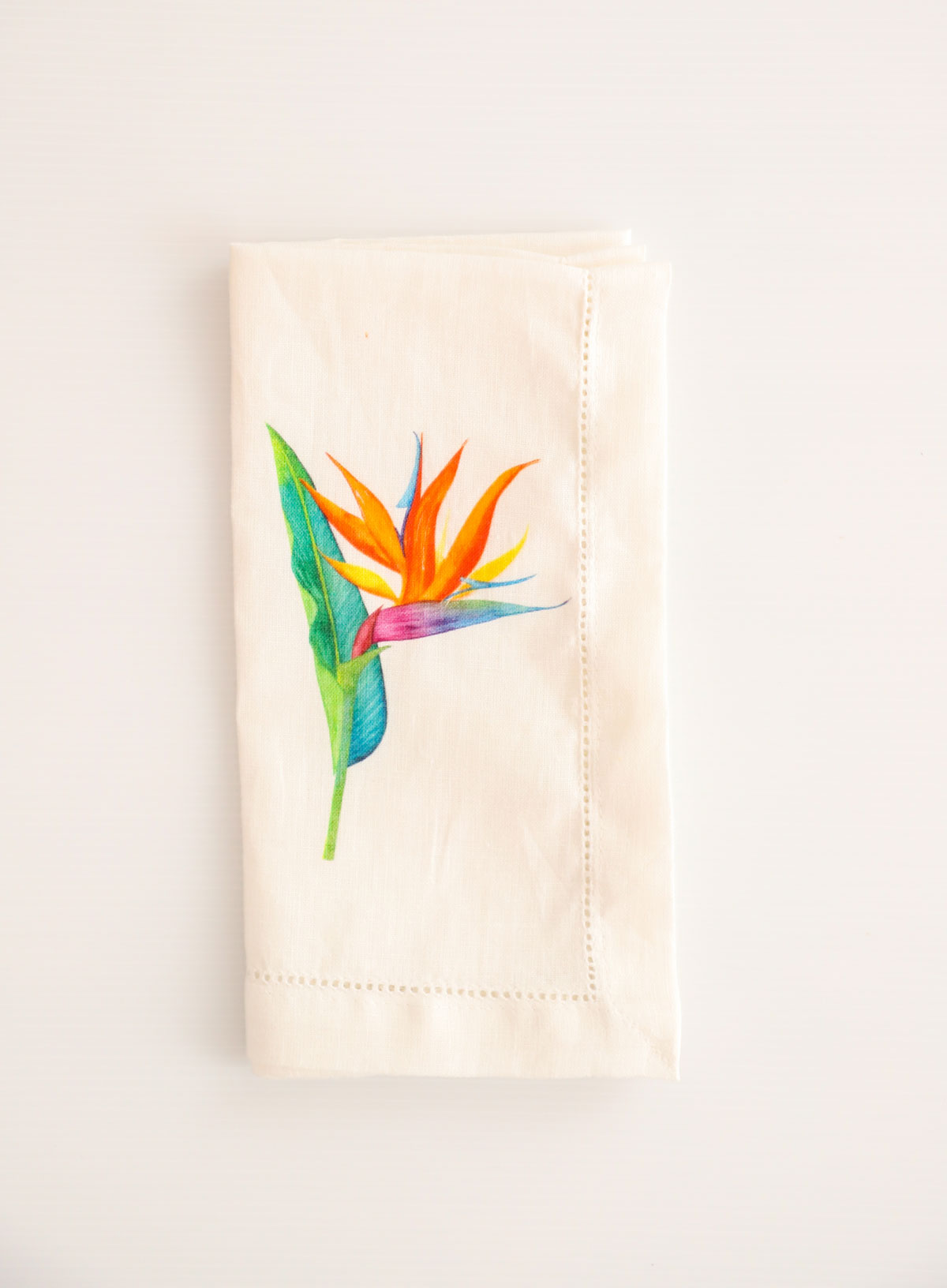 French Linen Bird of Paradise Table Napkins (Set of 4)