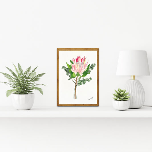 “Love” Protea and Eucalyptus Fine Art Print