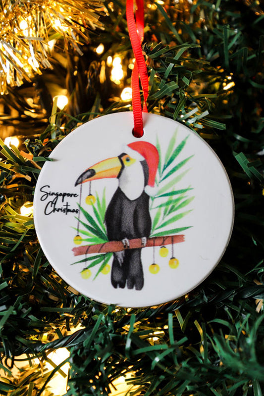 Toucan with Christmas Hat Ornament